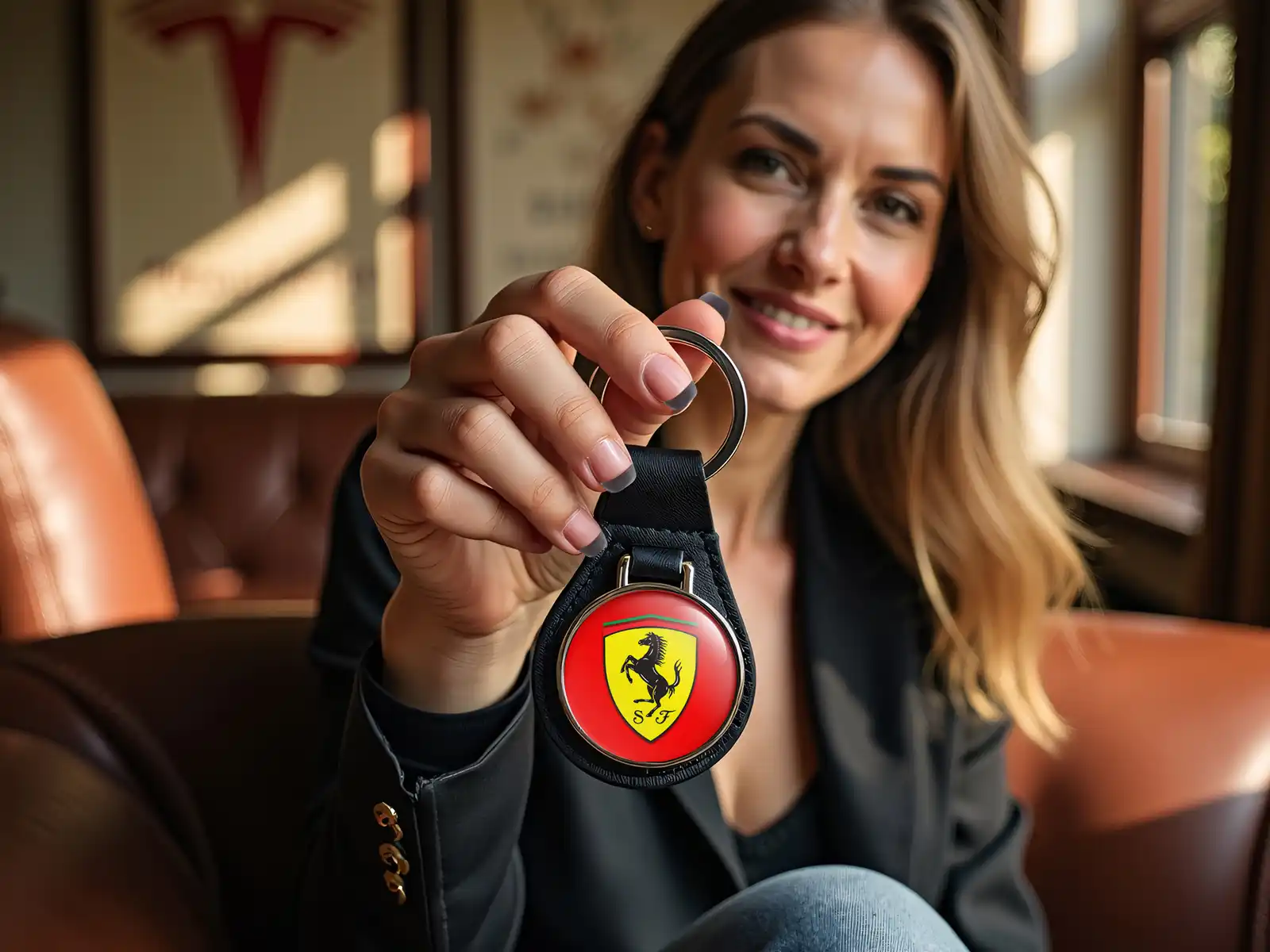 Ferrari Porte-clés Logo Cuir Chic Édition Design
